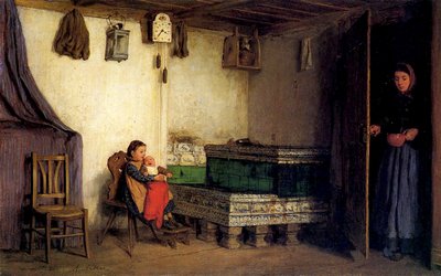 Interno di un cottage, c.1870-77 da Albert Anker